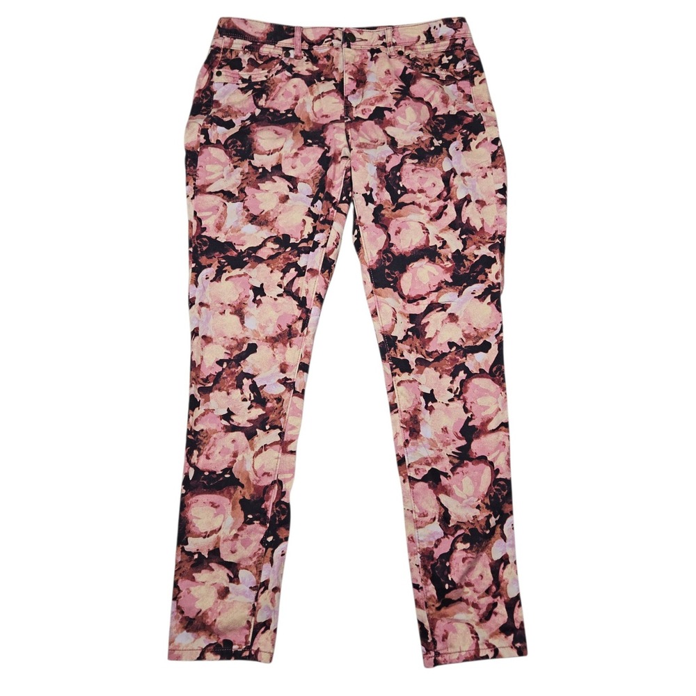 Simply Vera Vera Wang Floral Skinny Jeans Pink Abstract Print Sz 8